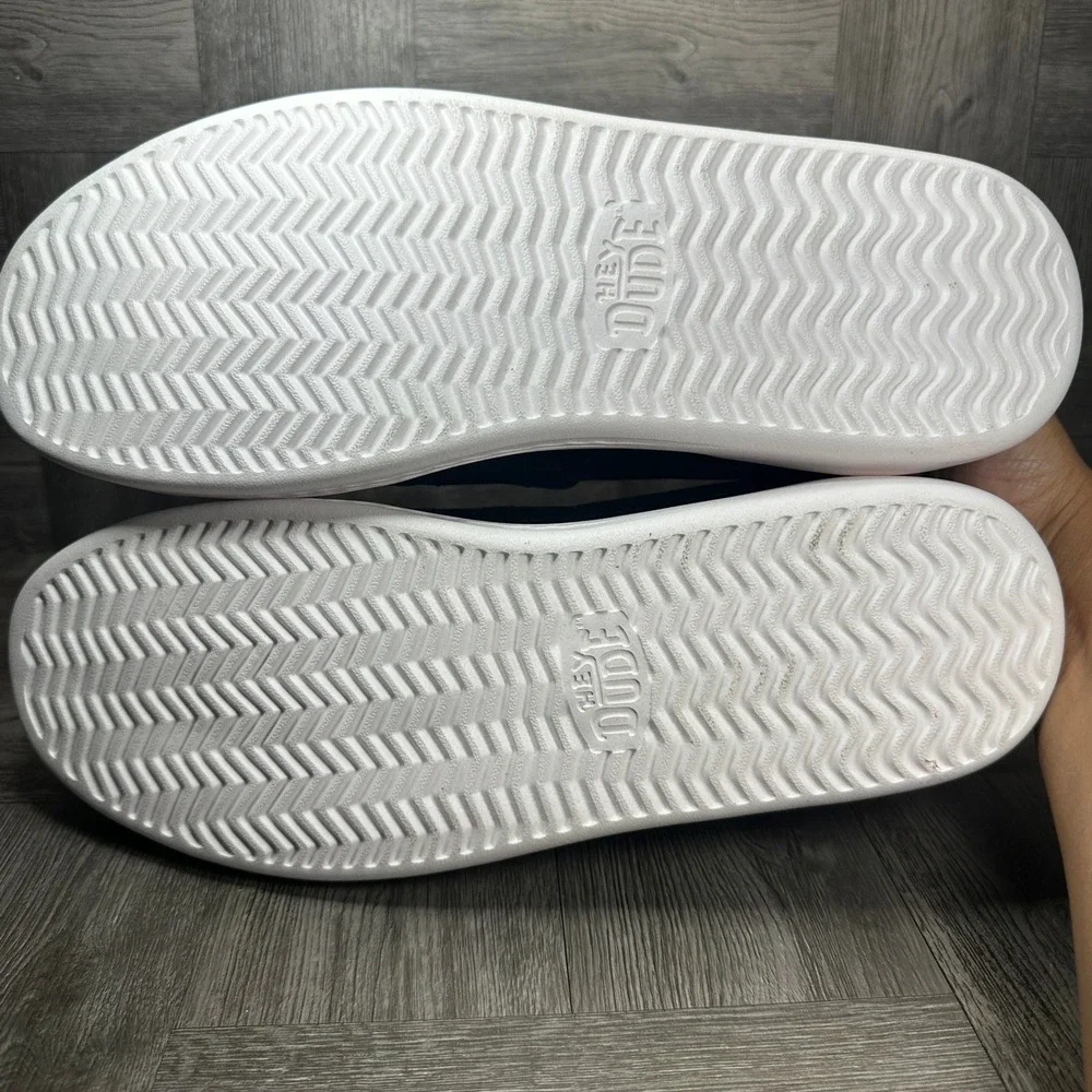 Hey Dude Sunapee M Canvas Men Size 12 Navy White Slip On Loafer Casual NEW